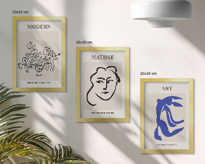 Framed triptych Abstract posters in the minimalist style of Henri Matisse
