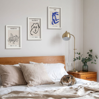Framed triptych Abstract posters in the minimalist style of Henri Matisse