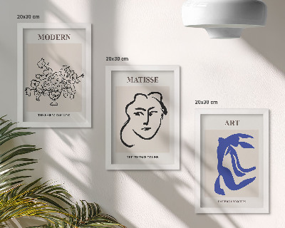 Framed triptych Abstract posters in the minimalist style of Henri Matisse
