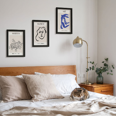 Framed triptych Abstract posters in the minimalist style of Henri Matisse