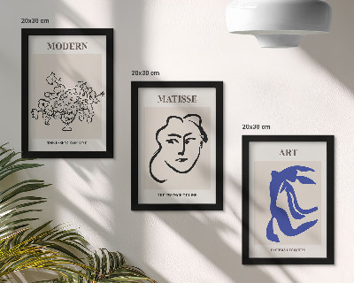 Framed triptych Abstract posters in the minimalist style of Henri Matisse