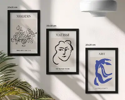 Henri Matisse minimalist abstract art triptych framed poster set