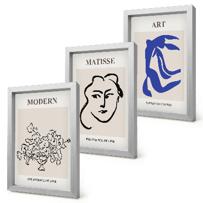 Framed triptych Abstract posters in the minimalist style of Henri Matisse