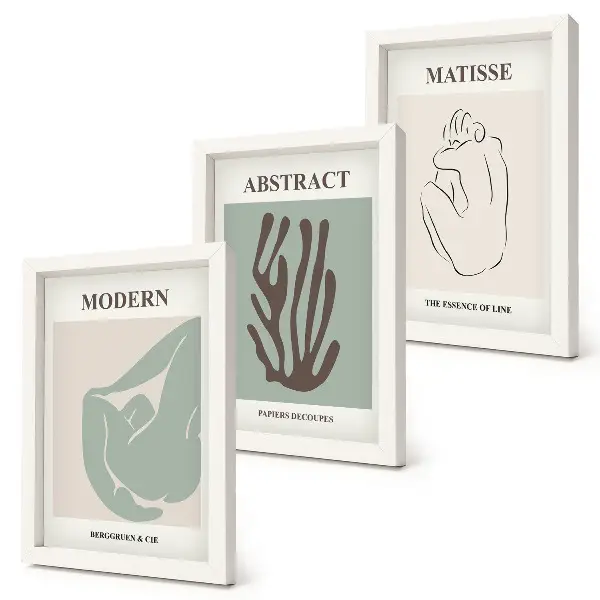 Photo frame wall with stylish abstract paintings by Henri Matisse