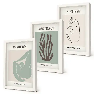Photo frame wall with stylish abstract paintings by Henri Matisse
