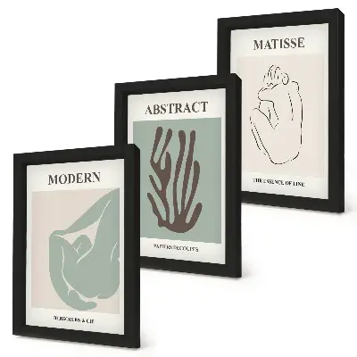Photo frame wall with stylish abstract paintings by Henri Matisse