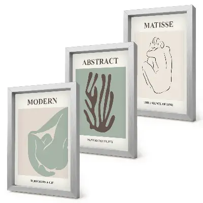 Photo frame wall with stylish abstract paintings by Henri Matisse