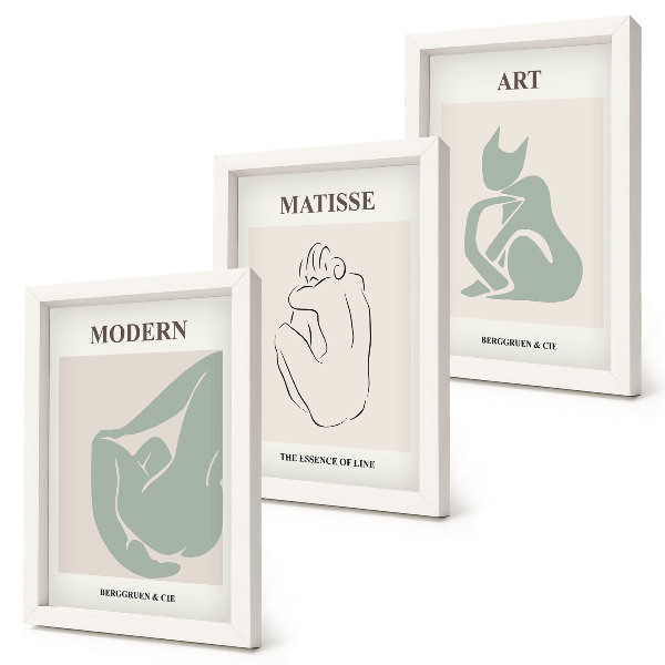 Framed triptych Abstract figures in pastel shades by Henri Matisse