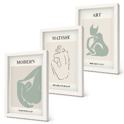 Framed triptych Abstract figures in pastel shades by Henri Matisse