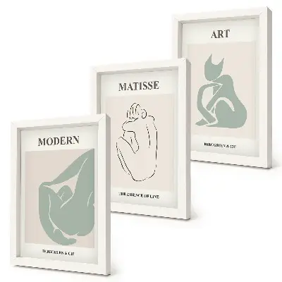 Abstract figures in pastel shades by Henri Matisse framed triptych
