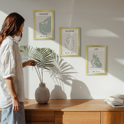 Framed triptych Abstract figures in pastel shades by Henri Matisse