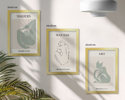 Framed triptych Abstract figures in pastel shades by Henri Matisse