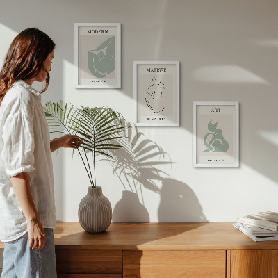 Framed triptych Abstract figures in pastel shades by Henri Matisse