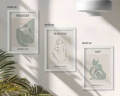 Framed triptych Abstract figures in pastel shades by Henri Matisse