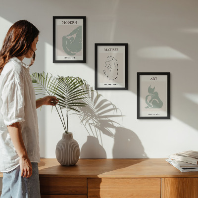 Framed triptych Abstract figures in pastel shades by Henri Matisse