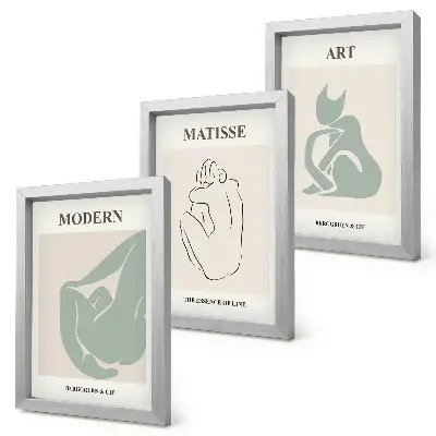 Abstract figures in pastel shades by Henri Matisse framed triptych