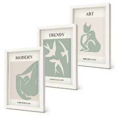3-piece abstract wall art set Henri Matisse figures in subdued colors