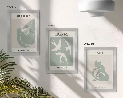 3-piece abstract wall art set Henri Matisse figures in subdued colors