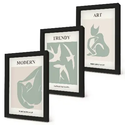 3-piece abstract wall art set Henri Matisse figures in subdued colors