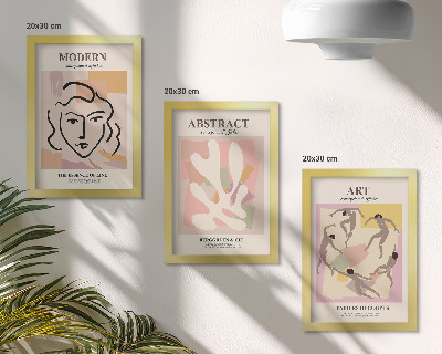 Framed triptych Stylish portraits and abstract forms in pastel colors