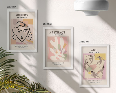 Framed triptych Stylish portraits and abstract forms in pastel colors