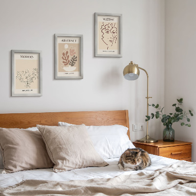 Framed triptych Plant motifs and lines in a modern style
