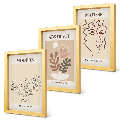 Framed triptych Plant motifs and lines in a modern style