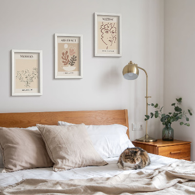 Framed triptych Plant motifs and lines in a modern style