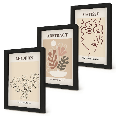 Framed triptych Plant motifs and lines in a modern style