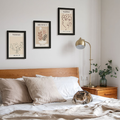 Framed triptych Plant motifs and lines in a modern style
