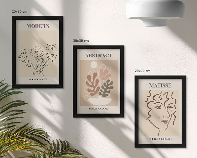 Framed triptych Plant motifs and lines in a modern style