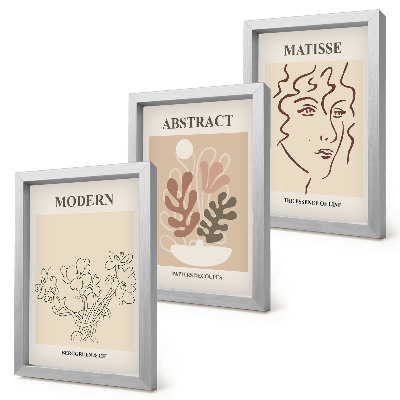 Framed triptych Plant motifs and lines in a modern style