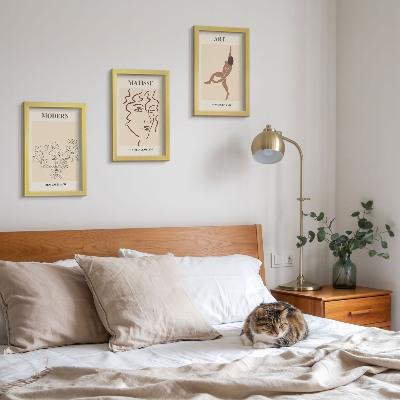 Framed triptych Stylish graphics with flowers, faces, and human figures