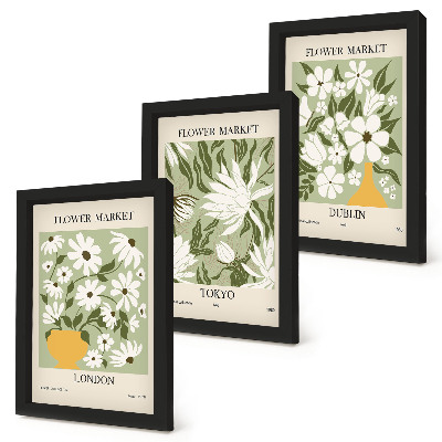 Photo frame wall Floral poster designs London Tokyo Dublin