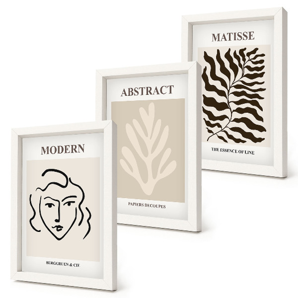3-piece wall art set Face and leaves illustrations of Henri Matisse's graphics