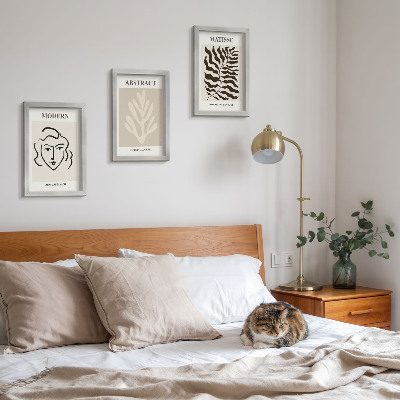 3-piece wall art set Face and leaves illustrations of Henri Matisse's graphics