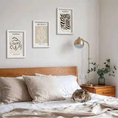 3-piece wall art set Henri Matisse face and leaves illustrations