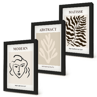 3-piece wall art set Face and leaves illustrations of Henri Matisse's graphics