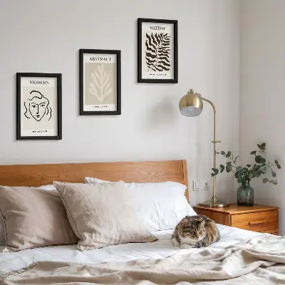 3-piece wall art set Henri Matisse face and leaves illustrations