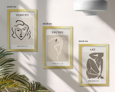Framed triptych Abstract portraits in muted colors