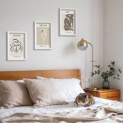Framed triptych Abstract portraits in muted colors
