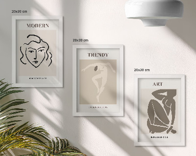 Framed triptych Abstract portraits in muted colors