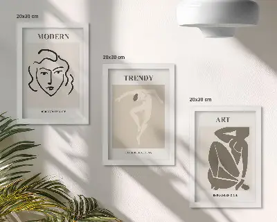 Abstract portraits in muted colors framed triptych