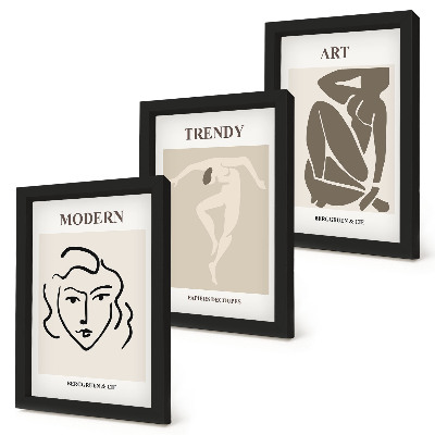 Framed triptych Abstract portraits in muted colors
