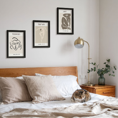 Framed triptych Abstract portraits in muted colors