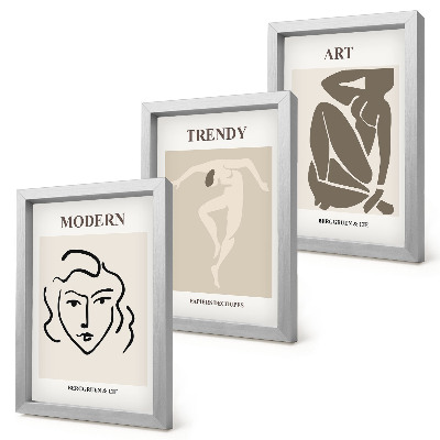 Framed triptych Abstract portraits in muted colors