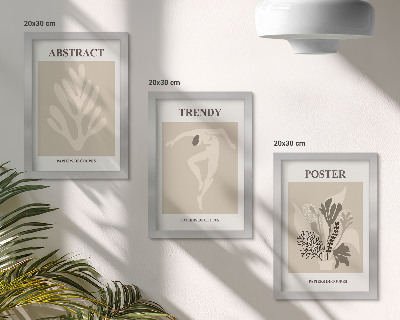 3-piece wall art set Plant patterns in shades of beige and brown