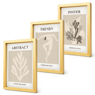 3-piece wall art set Plant patterns in shades of beige and brown