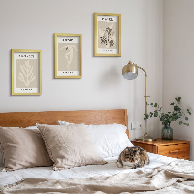 3-piece wall art set Plant patterns in shades of beige and brown