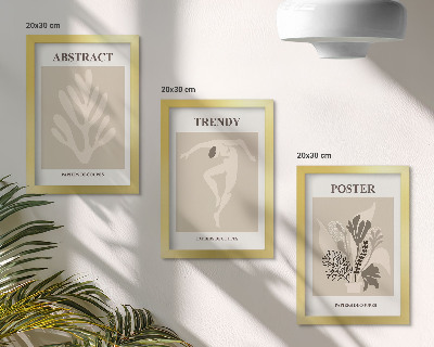 3-piece wall art set Plant patterns in shades of beige and brown